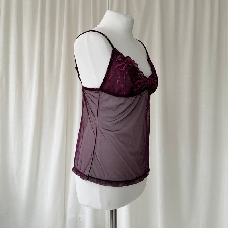 2000's Sheer Mesh Cami Top