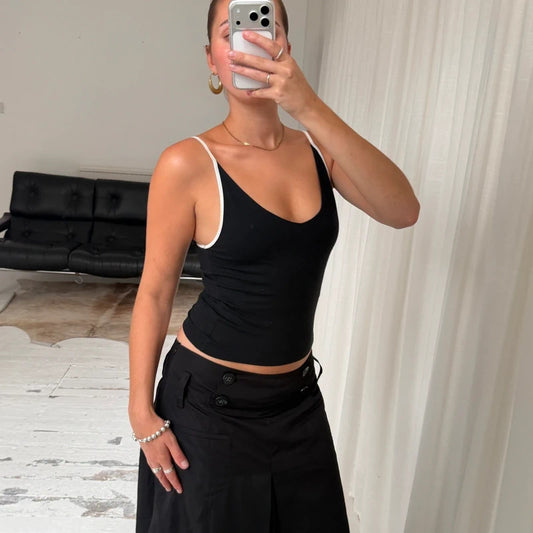 90s Contrast Trim Vest Top