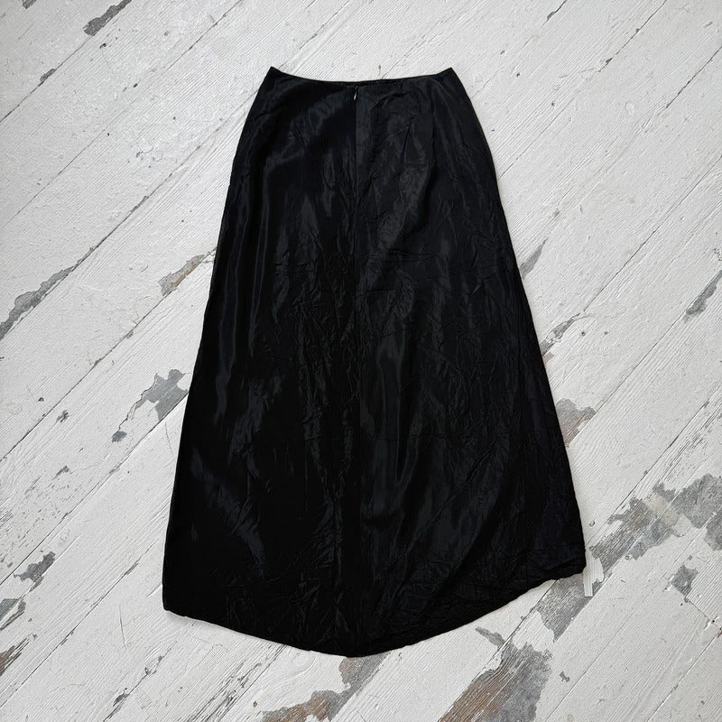90s Black Nylon Maxi Skirt