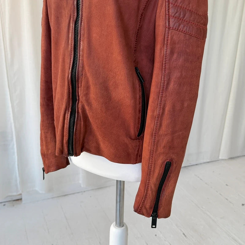 Italian Vintage Lambskin Leather Biker Jacket