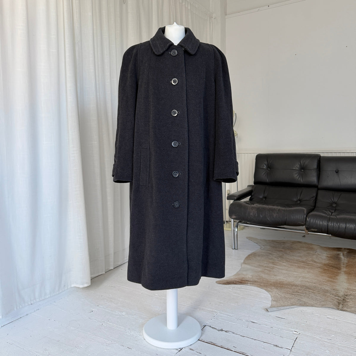 Charcoal Grey Wool & Cashmere Overcoat