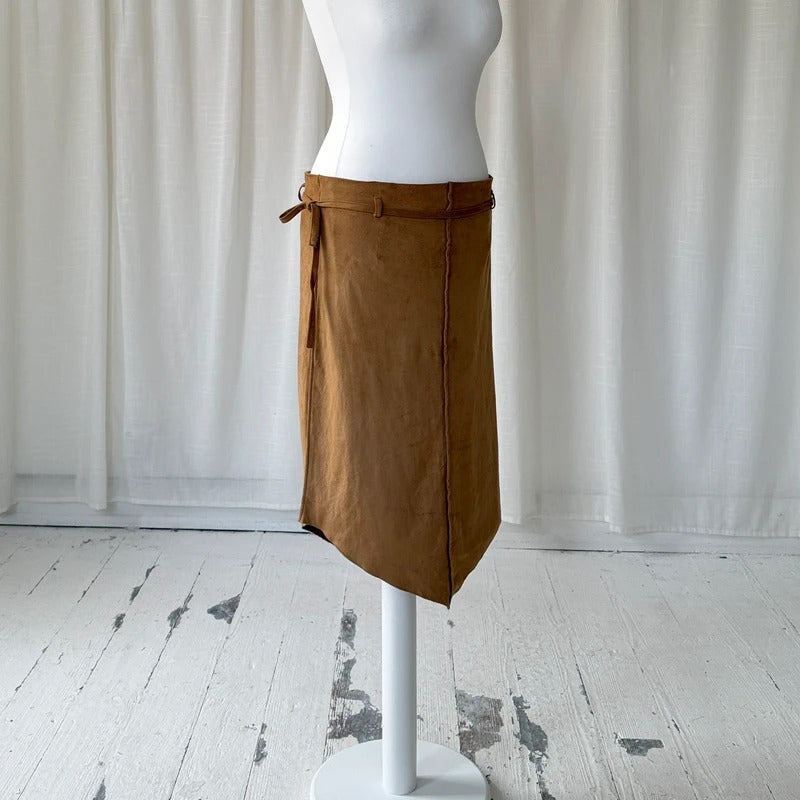 Faux Suede Midi Skirt