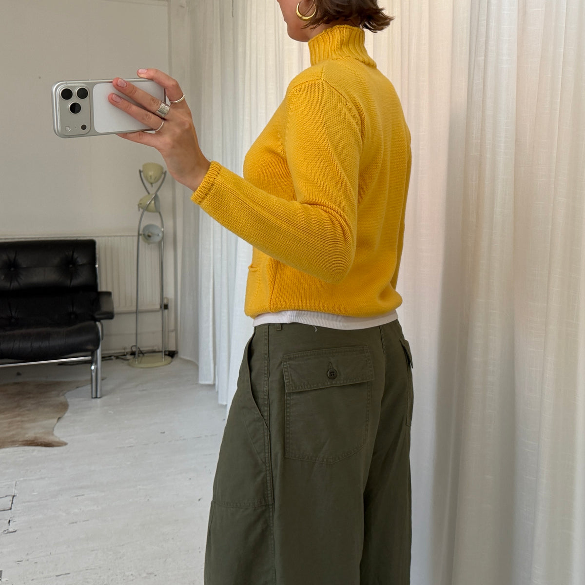 Yellow Virgin Wool Knit Jumper