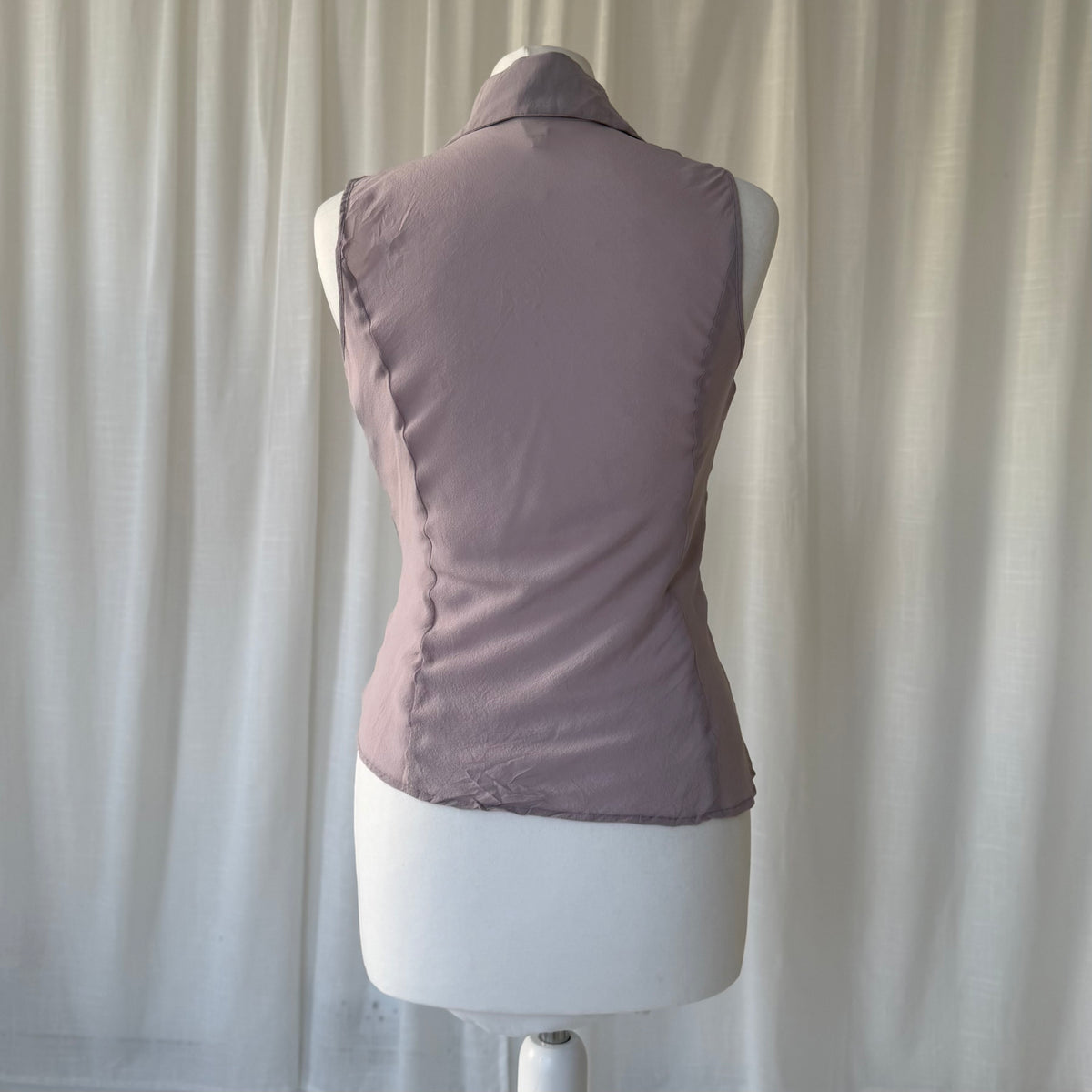Silk Ruffle Sleeveless Blouse