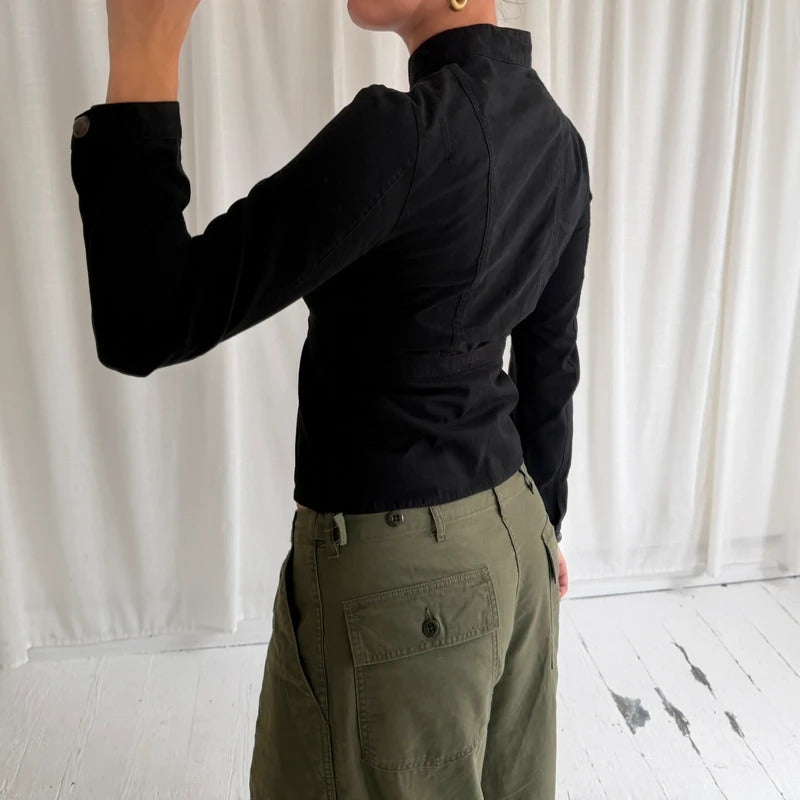 2000s Black Military Hook & Eye Jacket