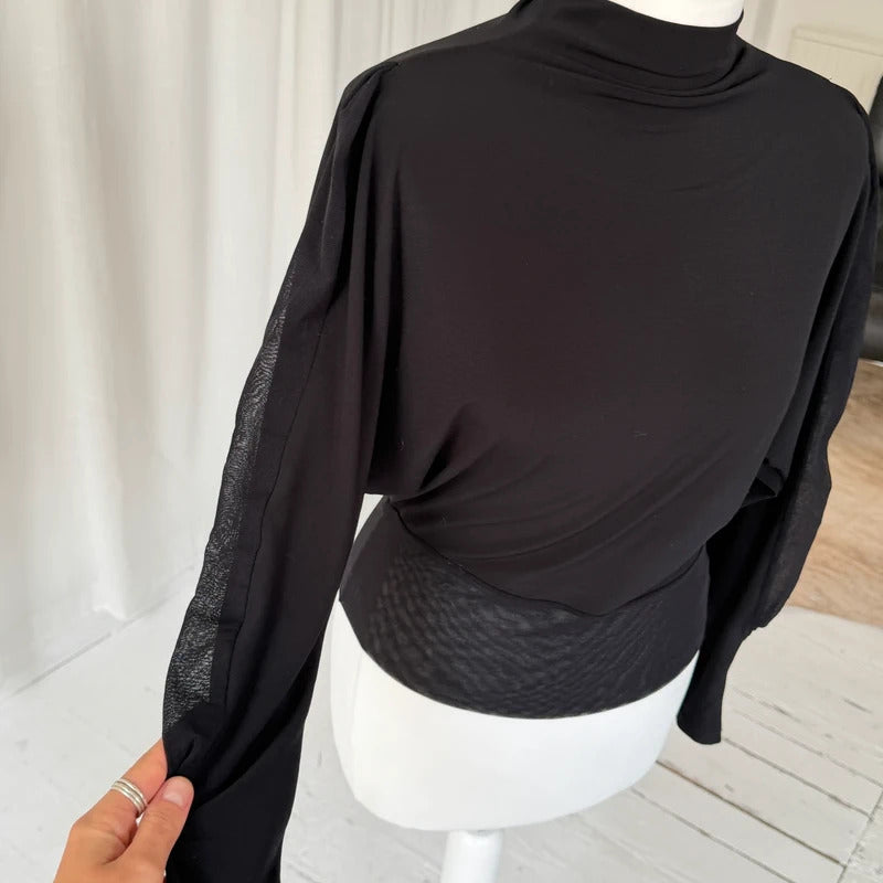 1990s Minimal Batwing High Neck Top