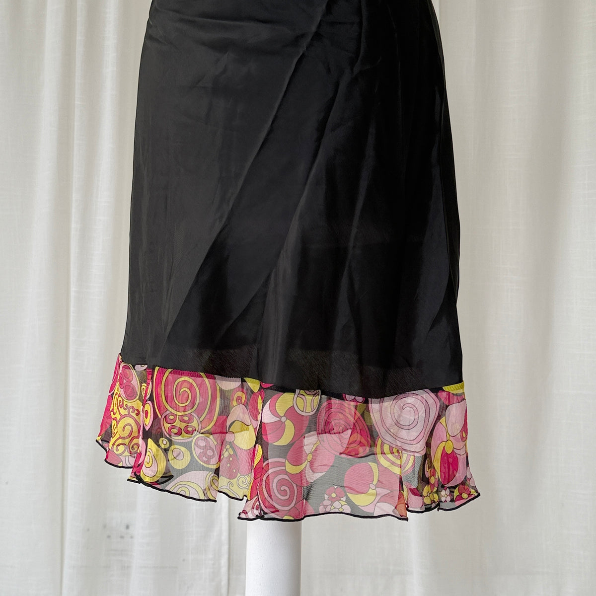Black Silk Trim Slip Dress