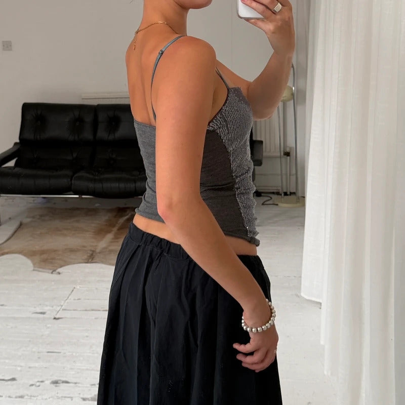 Silver Sequin Corset Cami Top