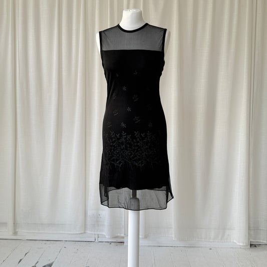Black Mesh Overlay Mini Dress