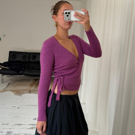 Pink Mohair Wrap Knit Jumper