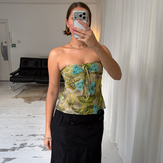 2000s Floral Mesh Bandeau Top