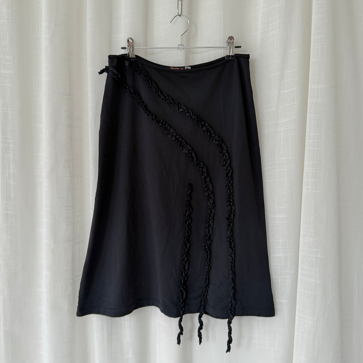 Black Ruffle Midi Skirt