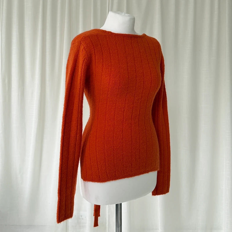 Orange Mohair Backless Knit Jumper