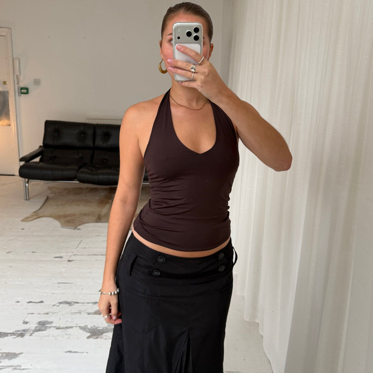 1990s Brown Halterneck Top