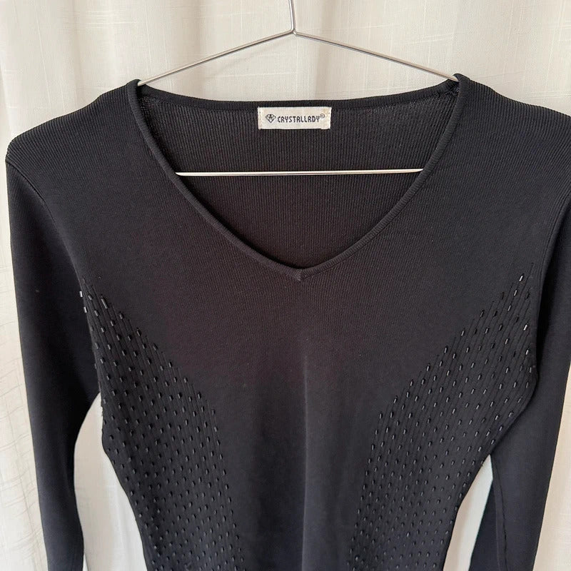 Italian Vintage Black Beaded Knit Top