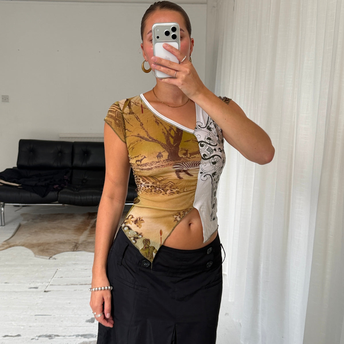 Mesh Asymmetrical Patchwork Top