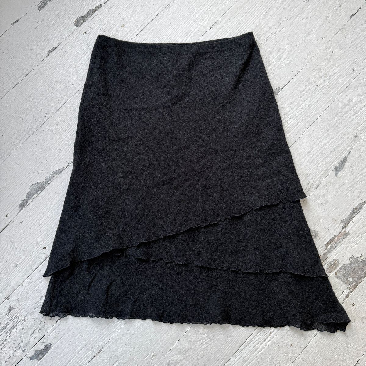 Italian Vintage Layered Wool Midi Skirt