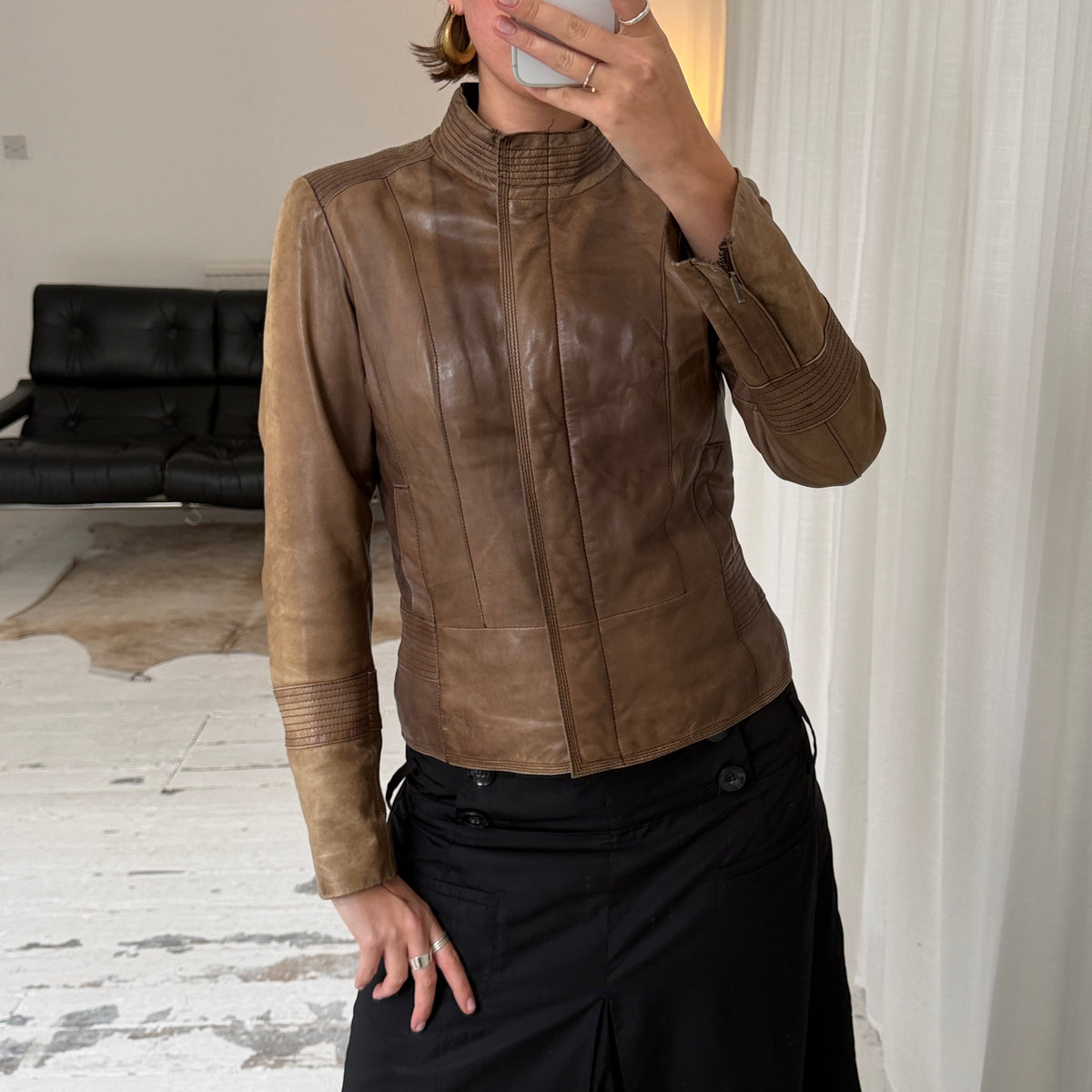 1990s Brown Leather Biker Jacket