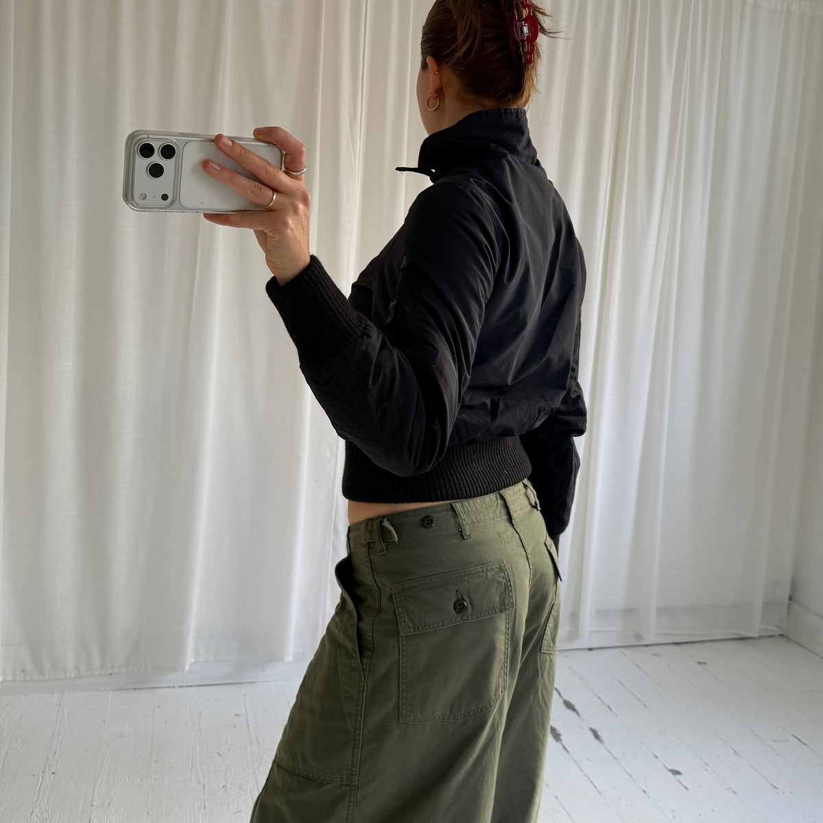 2000s Navy Padded Utility Bomber Jacket