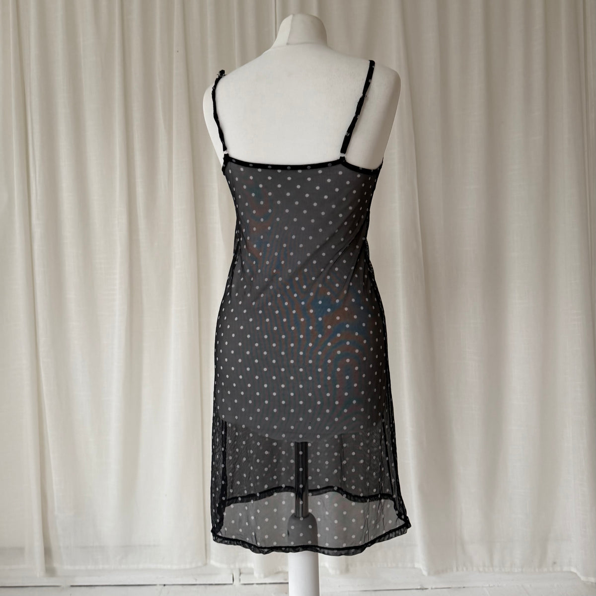 Polka Dot Mesh Lace Slip Dress