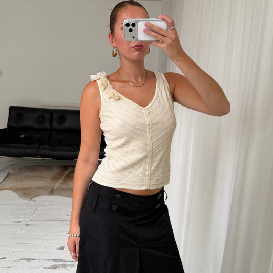 Spanish Vintage Silk Blend Rosette Top