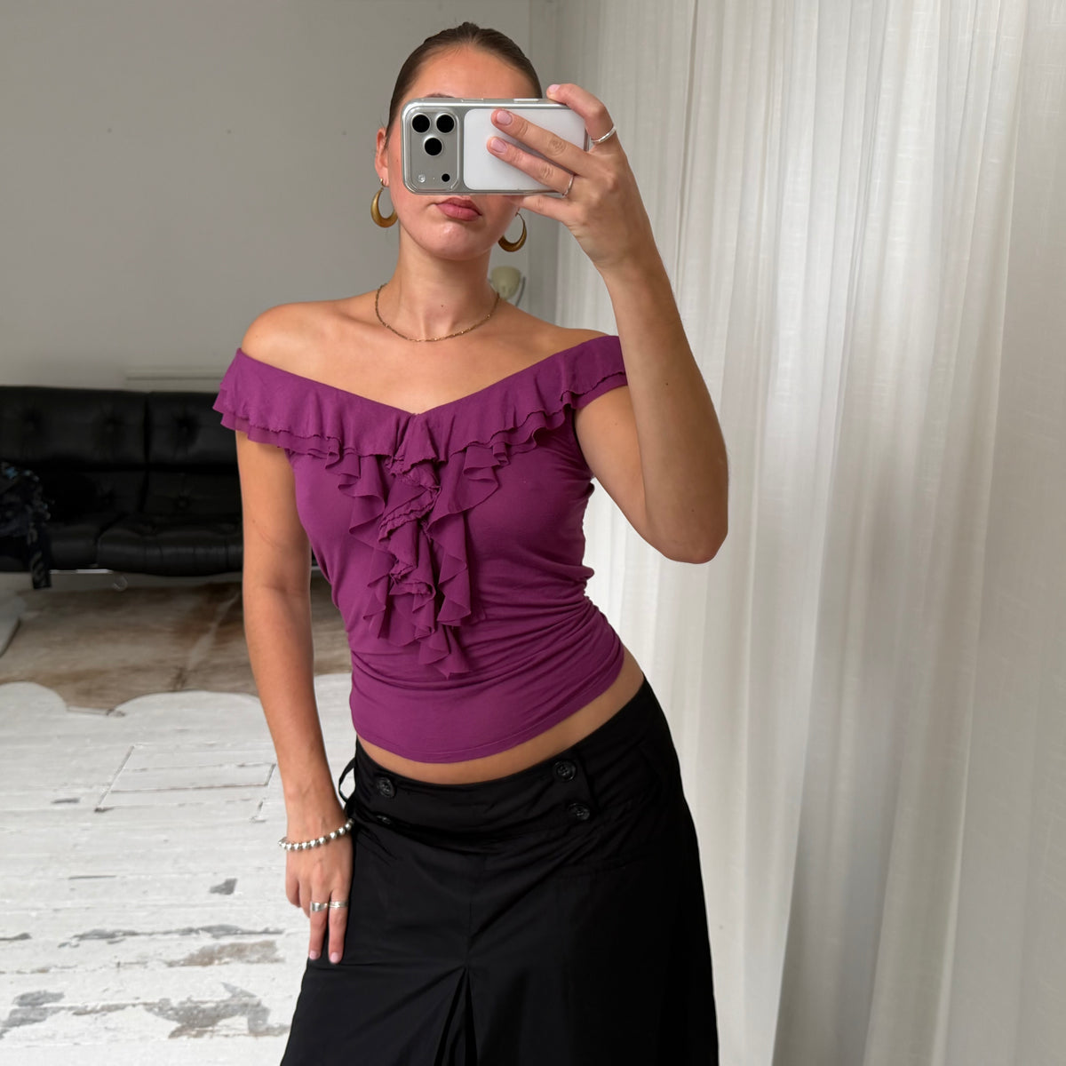2000’s Pink Ruffle Top