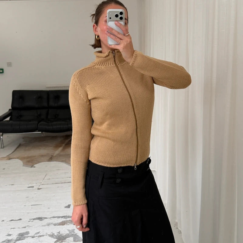 Italian Vintage Pure Wool Double Zip Jumper