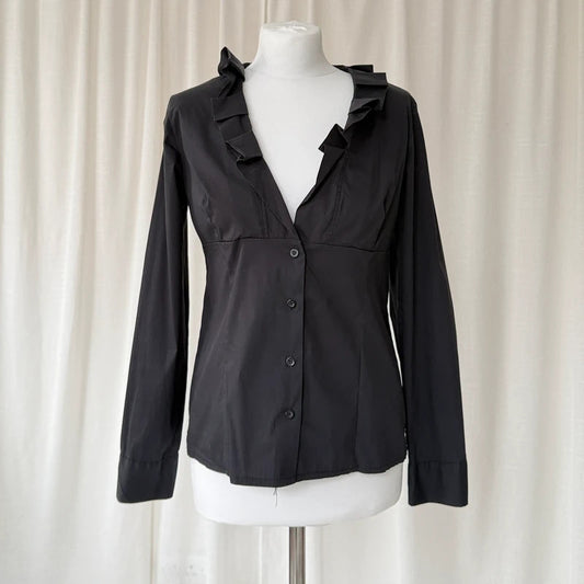 Black Tailored Ruffle Shirt