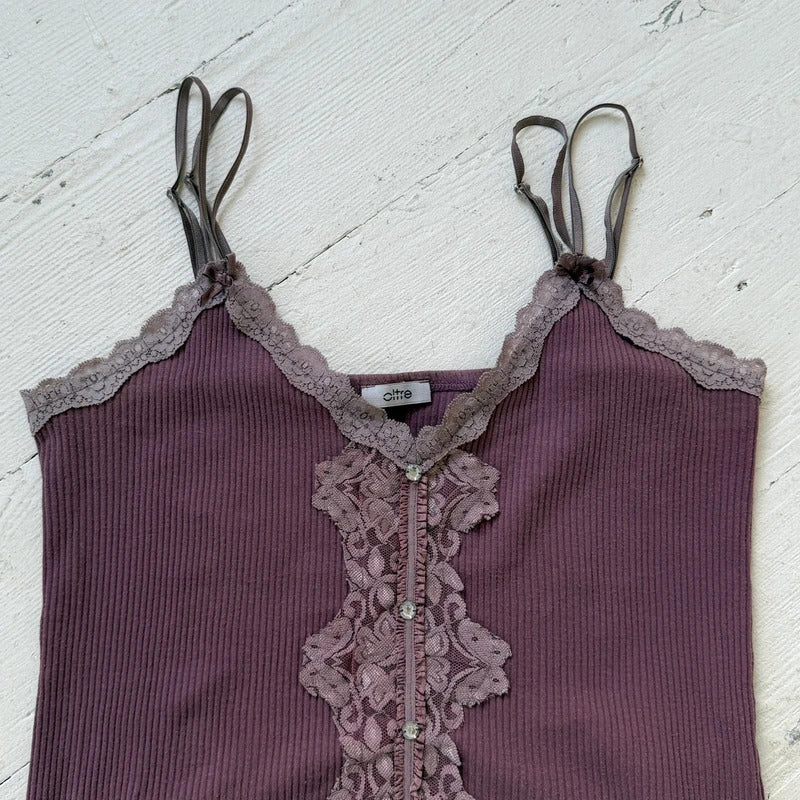 Italian Vintage Purple Lace Cami Top