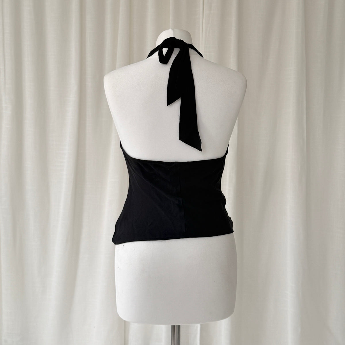 90s French Connection Black Silk Cowl Neck Top