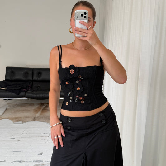 Italian Vintage Wool Blend Floral Corset Top