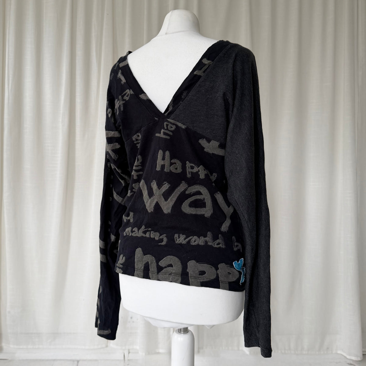 Desigual Graphic Ruched V-Neck Top
