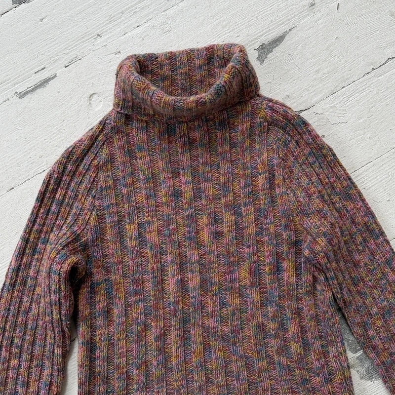 Multicolour Space Dye Wool Rollneck Jumper