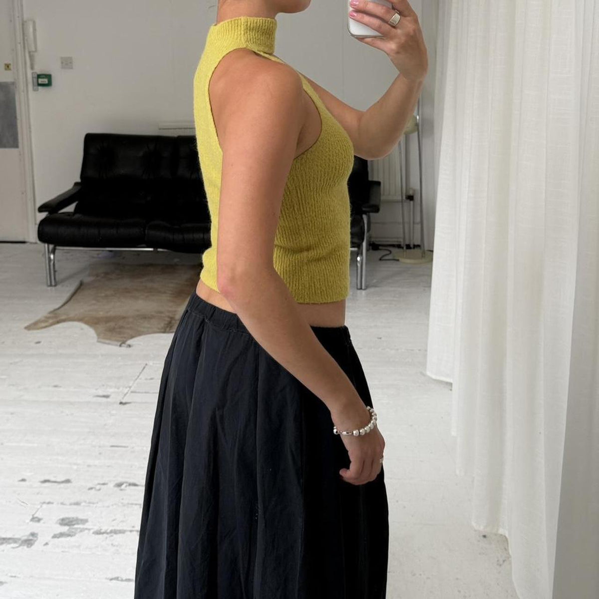 Lime Green Mohair Knit Top