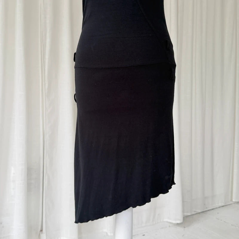 Black Halterneck Asymmetrical Mini Dress