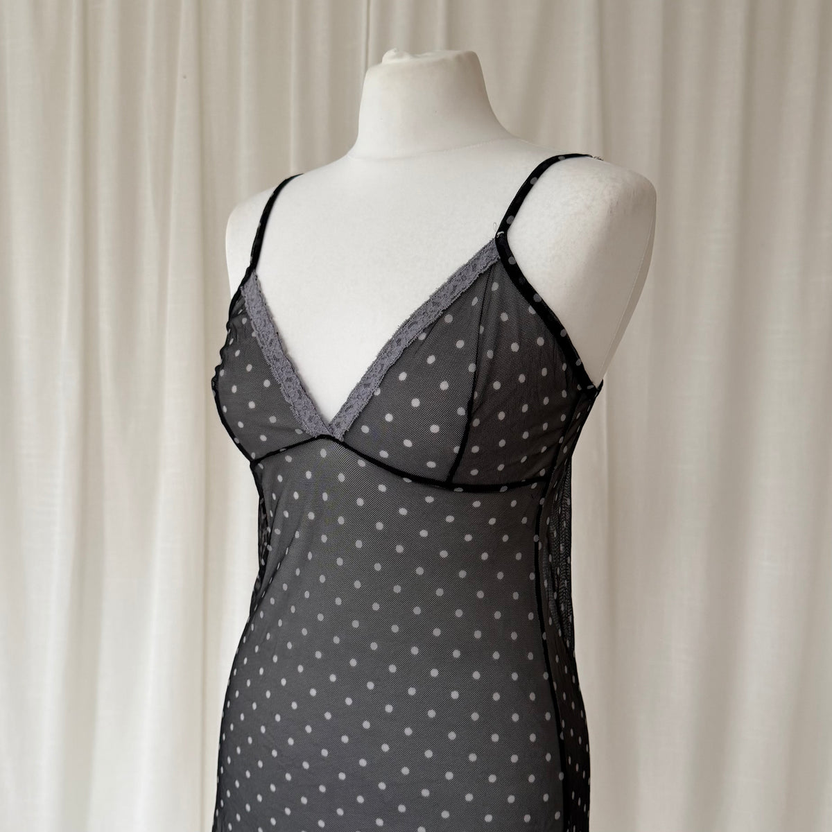 Polka Dot Mesh Lace Slip Dress