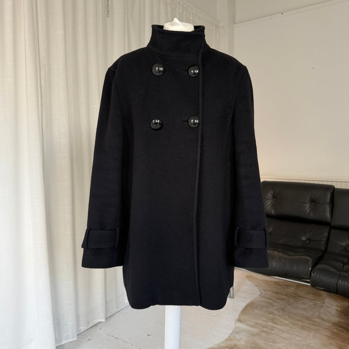 Jaeger Angora Wool Funnel Neck Peacoat