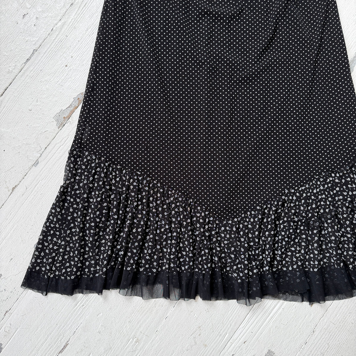 Black Polka Dot Maxi Skirt