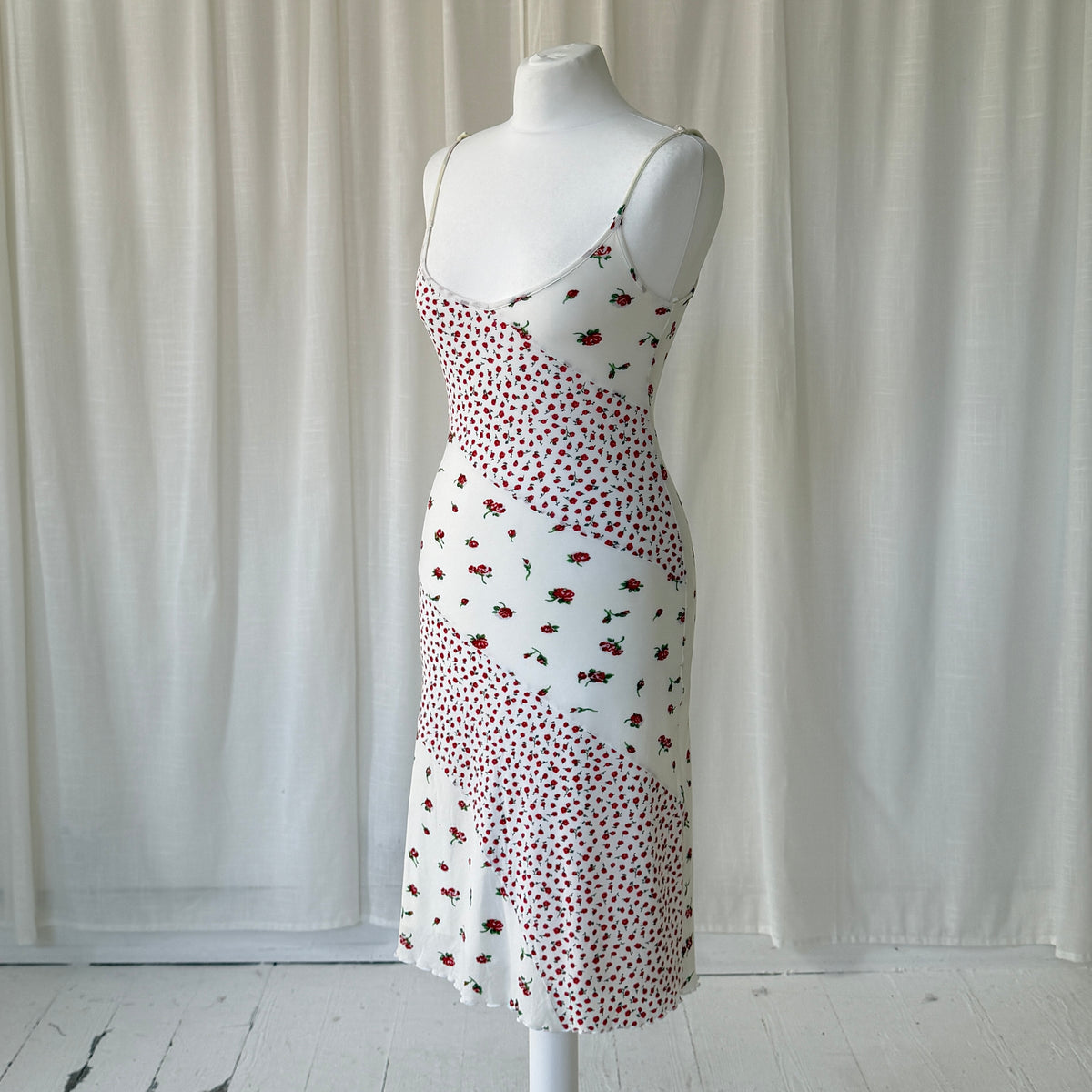 Italian Vintage Floral Mesh Midi Dress