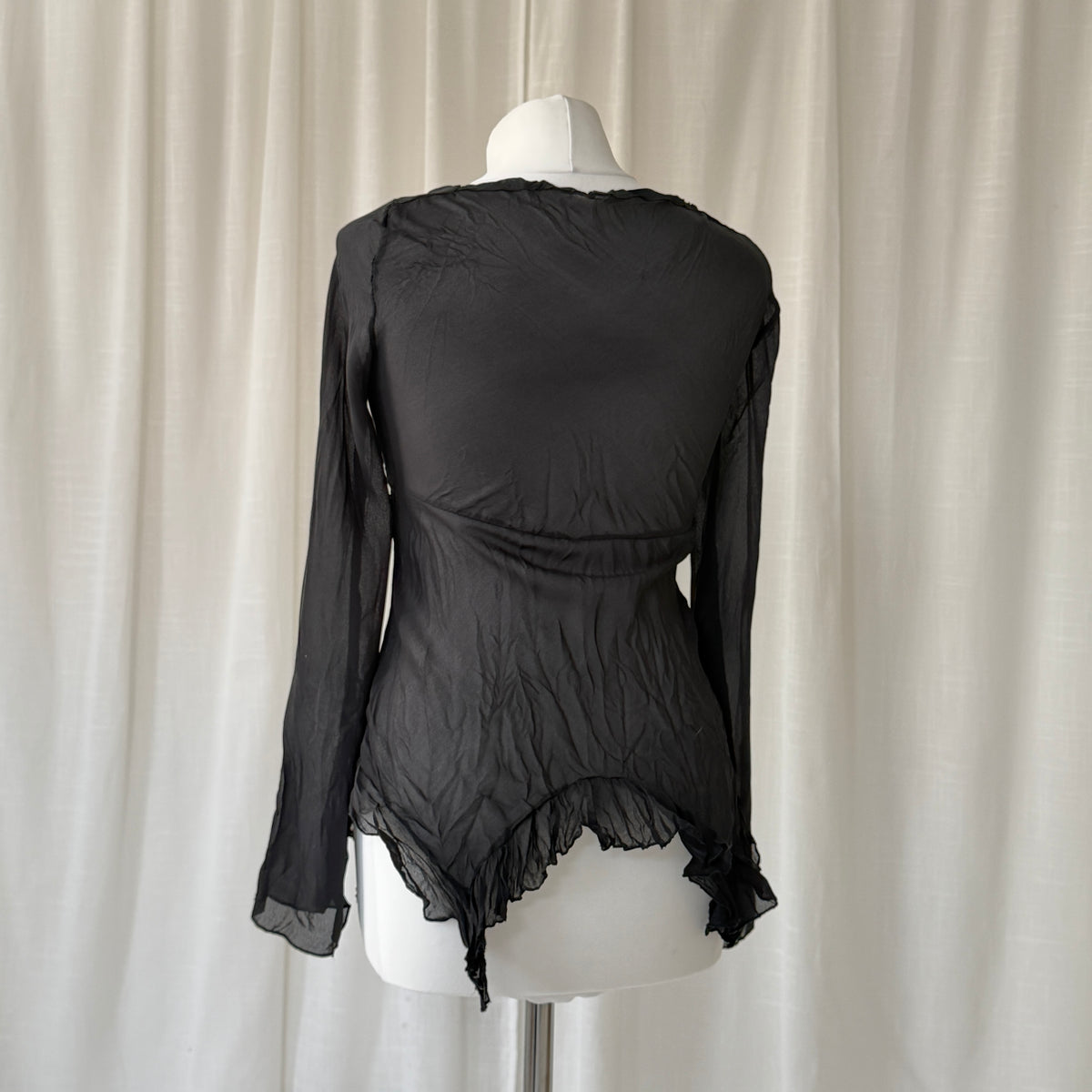 Italian Vintage Sheer Mesh Ruffle Top