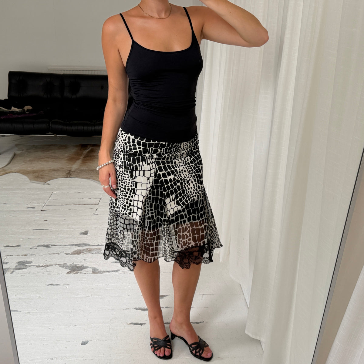 Morgan de Toi Animal Print Midi Skirt