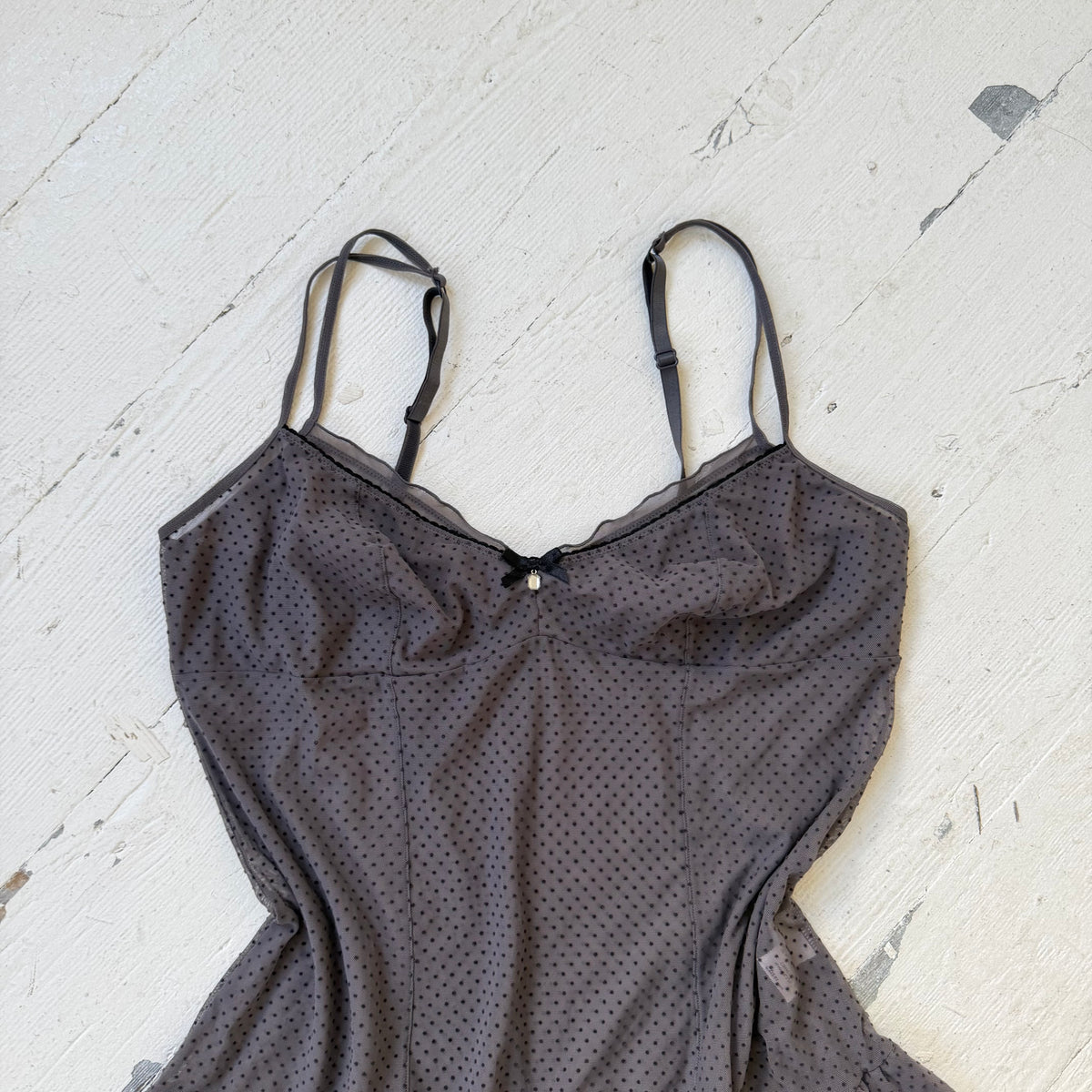 Polka Dot Mesh Babydoll Slip Dress