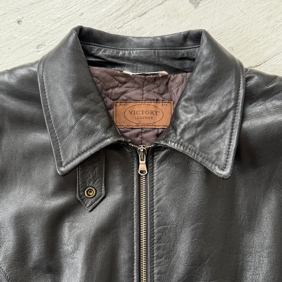Italian Vintage Black Leather Biker Jacket