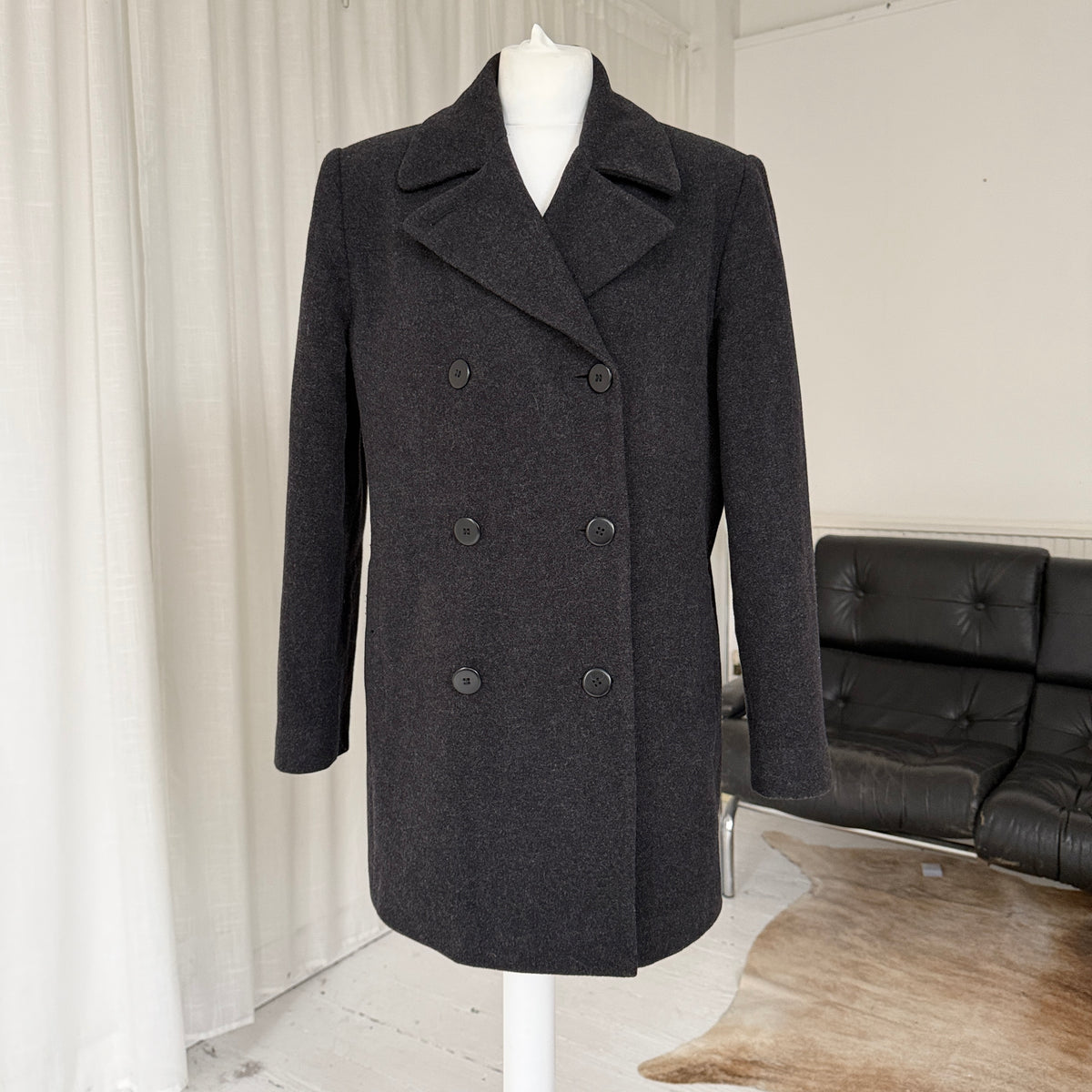 Charcoal Grey Wool Peacoat