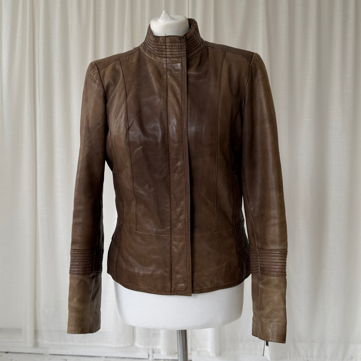 1990s Brown Leather Biker Jacket