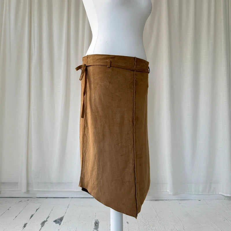 Faux Suede Midi Skirt
