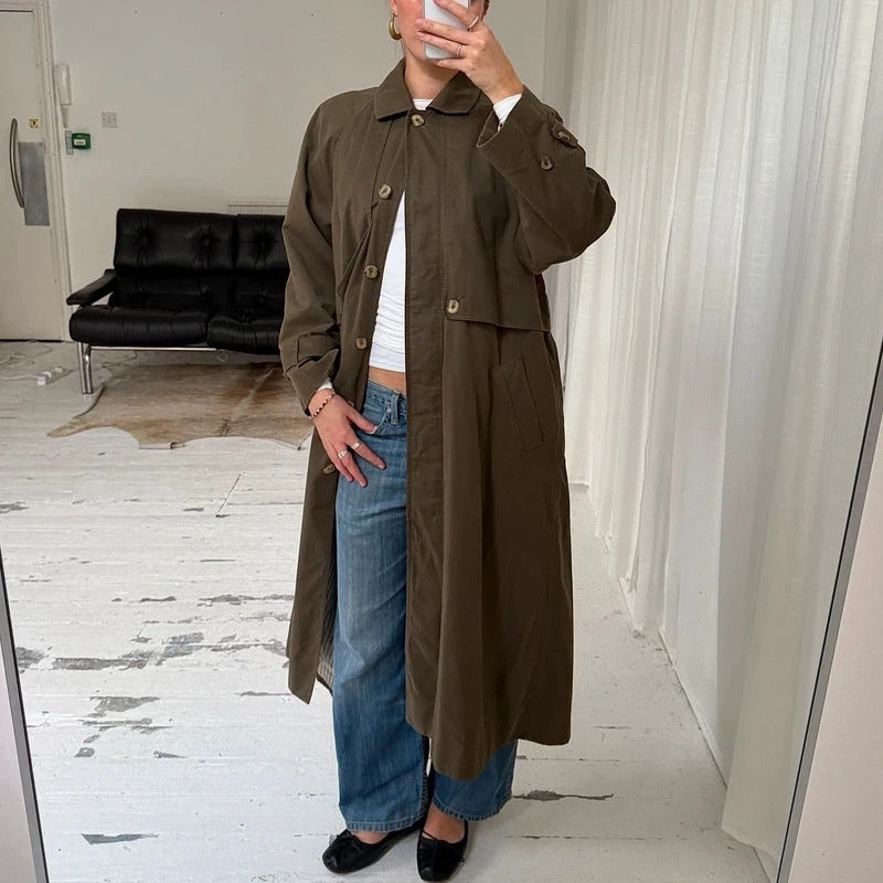 90s Jaeger Khaki Brown Cotton Trench Coat