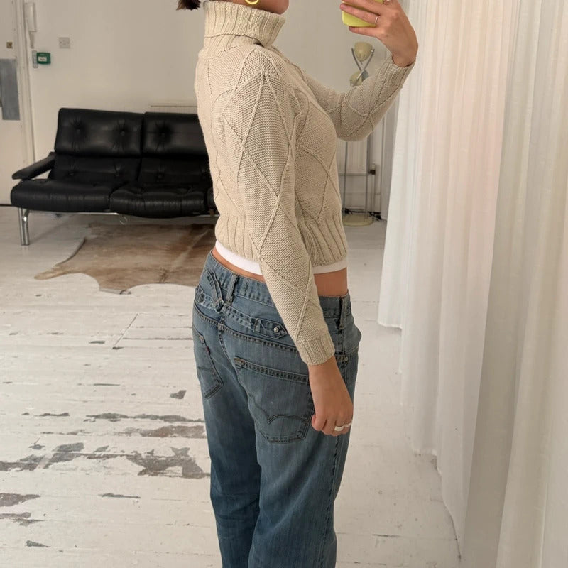 Cream Knit Rollneck Jumper