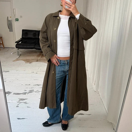 90s Jaeger Khaki Brown Cotton Trench Coat