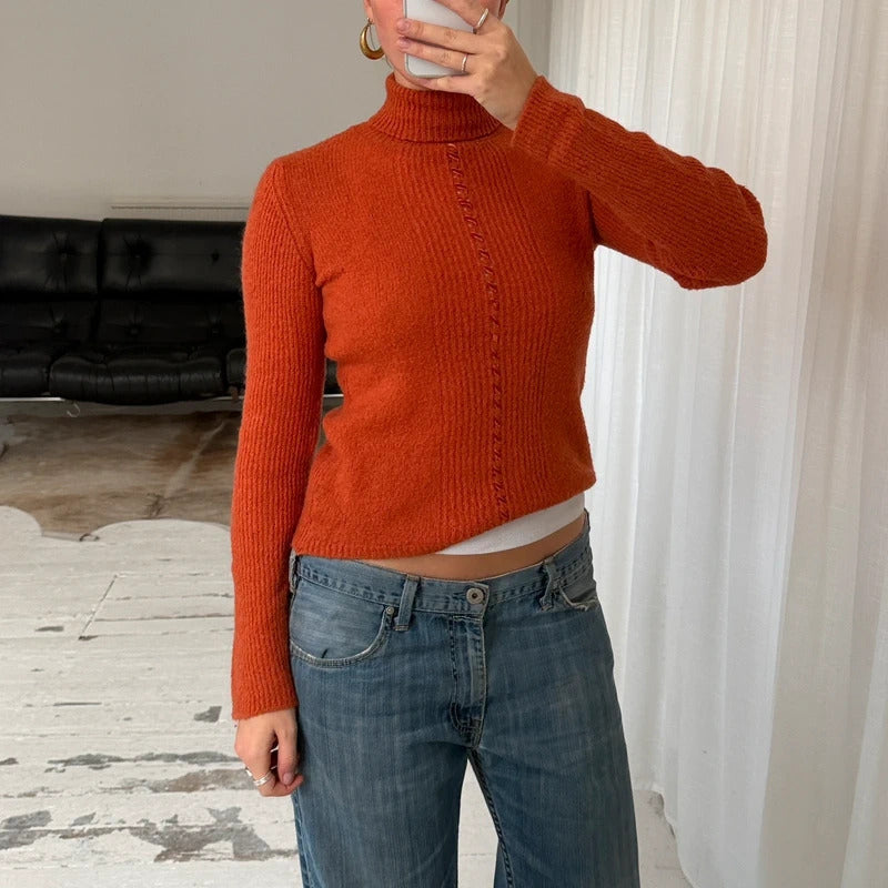 Orange Rollneck Knit Jumper
